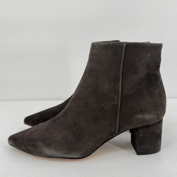 L'Agence Jeannie II Pointed Toe Suede Boots Bootie Block Heel Brown/Gray SIZE 40 - Picture 1 of 8